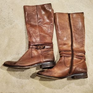 Roberto Chiang Brown Leather Boots Sz 8 Wide Calf